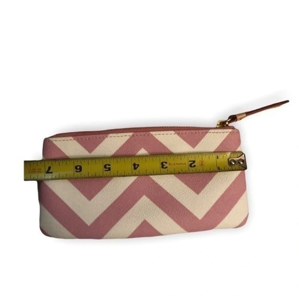 DOONEY and bourke pink white chevron pouch